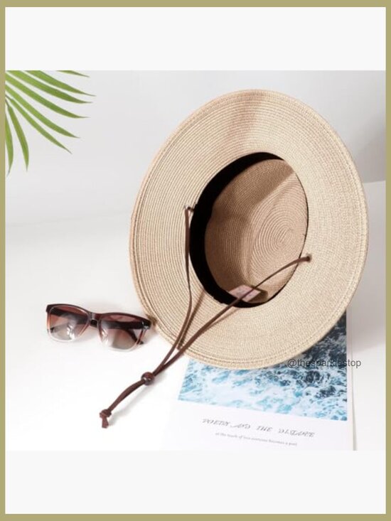 Paper Straw Fedora Sun Hat with UPF 50+ and Adjustable Chin Strap main image 6